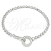 Pulsera Elegante 03.286.0002.08 Plata Rodinada, con Zirconia Cubica Blanca, Pulido, Rodinado (Grosor 04 MM, 8 Pulgadas de Largo)