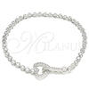 Pulsera Elegante 03.286.0003.08 Plata Rodinada, Diseño de Corazón, con Zirconia Cubica Blanca, Pulido, Rodinado (Grosor 04 MM, 8 Pulgadas de Largo)