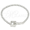 Pulsera Elegante 03.286.0004.08 Plata Rodinada, con Zirconia Cubica Blanca, Pulido, Rodinado (Grosor 04 MM, 8 Pulgadas de Largo)