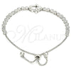 Pulsera Elegante 03.286.0005.10 Plata Rodinada, Diseño de Judaica y Mano de Dios, con Zirconia Cubica Blanca, Pulido, Rodinado (Grosor 02 MM, 10 Pulgadas de Largo)