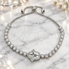 Pulsera Elegante 03.286.0005.10 Plata Rodinada, Diseño de Judaica y Mano de Dios, con Zirconia Cubica Blanca, Pulido, Rodinado (Grosor 02 MM, 10 Pulgadas de Largo)