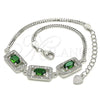 Pulsera Elegante 03.286.0013.3.07 Plata Rodinada, con Verde Zirconia Cubica and Blanca Micro Pave, Pulido, Rodinado (02 MM Thickness, 7 Inches Length)