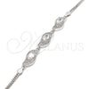 Pulsera Elegante 03.286.0014.07 Plata Rodinada, con Blanca Zirconia Cubica, Pulido, Rodinado (02 MM Thickness, 7 Inches Length)