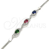 Pulsera Elegante 03.286.0014.4.07 Plata Rodinada, con Zirconia Cubica Multicolor, Pulido, Rodinado (Grosor 02 MM, 7 Pulgadas de Largo)