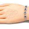 Pulsera Elegante 03.286.0015.1.07 Plata Rodinada, Diseño de Gota, con Zirconia Cubica Zafiro Azul y Blanca, Pulido, Rodinado (Grosor 02 MM, 7 Pulgadas de Largo)