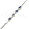 Pulsera Elegante 03.286.0015.1.07 Plata Rodinada, Diseño de Gota, con Zirconia Cubica Zafiro Azul y Blanca, Pulido, Rodinado (Grosor 02 MM, 7 Pulgadas de Largo)