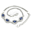 Pulsera Elegante 03.286.0015.1.07 Plata Rodinada, Diseño de Gota, con Zirconia Cubica Zafiro Azul y Blanca, Pulido, Rodinado (Grosor 02 MM, 7 Pulgadas de Largo)