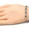 Pulsera Elegante 03.286.0015.3.07 Plata Rodinada, Diseño de Gota, con Zirconia Cubica Verde y Blanca, Pulido, Rodinado (Grosor 02 MM, 7 Pulgadas de Largo)