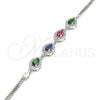 Pulsera Elegante 03.286.0015.4.07 Plata Rodinada, Diseño de Gota, con Multicolor Zirconia Cubica, Pulido, Rodinado (02 MM Thickness, 7 Inches Length)
