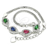 Pulsera Elegante 03.286.0015.4.07 Plata Rodinada, Diseño de Gota, con Multicolor Zirconia Cubica, Pulido, Rodinado (02 MM Thickness, 7 Inches Length)