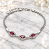 Pulsera Elegante 03.286.0016.3.07 Plata Rodinada, con Zirconia Cubica Rubi y Micro Pave Blanca, Pulido, Rodinado (Grosor 02 MM, 7 Pulgadas de Largo)