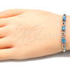 Pulsera Elegante 03.286.0017.07 Plata Rodinada, con Zirconia Cubica Turquoise y Cristal Blanca, Pulido, Rodinado (Grosor 02 MM, 7 Pulgadas de Largo)