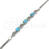 Pulsera Elegante 03.286.0017.07 Plata Rodinada, con Zirconia Cubica Turquoise y Cristal Blanca, Pulido, Rodinado (Grosor 02 MM, 7 Pulgadas de Largo)