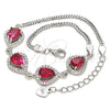 Pulsera Elegante 03.286.0018.3.07 Plata Rodinada, Diseño de Gota, con Zirconia Cubica Rubi y Cristal Blanca, Pulido, Rodinado (Grosor 02 MM, 7 Pulgadas de Largo)