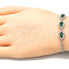 Pulsera Elegante 03.286.0020.2.07 Plata Rodinada, con Zirconia Cubica Verde y Micro Pave Blanca, Pulido, Rodinado (Grosor 02 MM, 7 Pulgadas de Largo)
