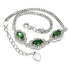 Pulsera Elegante 03.286.0020.2.07 Plata Rodinada, con Zirconia Cubica Verde y Micro Pave Blanca, Pulido, Rodinado (Grosor 02 MM, 7 Pulgadas de Largo)