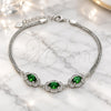 Pulsera Elegante 03.286.0020.2.07 Plata Rodinada, con Zirconia Cubica Verde y Micro Pave Blanca, Pulido, Rodinado (Grosor 02 MM, 7 Pulgadas de Largo)