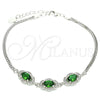 Pulsera Elegante 03.286.0020.2.07 Plata Rodinada, con Zirconia Cubica Verde y Micro Pave Blanca, Pulido, Rodinado (Grosor 02 MM, 7 Pulgadas de Largo)