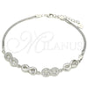 Pulsera Elegante 03.286.0022.08 Plata Rodinada, Diseño de Infinito, con Micro Pave Blanca, Pulido, Rodinado (Grosor 02 MM, 8 Pulgadas de Largo)