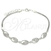 Pulsera Elegante 03.286.0023.07 Plata Rodinada, con Zirconia Cubica Blanca, Pulido, Rodinado (Grosor 02 MM, 7 Pulgadas de Largo)