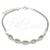 Pulsera Elegante 03.286.0024.07 Plata Rodinada, con Zirconia Cubica Blanca, Pulido, Rodinado (Grosor 02 MM, 7 Pulgadas de Largo)
