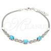 Pulsera Elegante 03.286.0025.07 Plata Rodinada, con Zirconia Cubica Turquoise y Micro Pave Blanca, Pulido, Rodinado (Grosor 02 MM, 7 Pulgadas de Largo)
