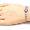 Pulsera Elegante 03.286.0029.07 Plata Rodinada, Diseño de Mano de Dios, con Micro Pave Zafiro Azul y Blanca, Pulido, Rodinado (Grosor 02 MM, 7 Pulgadas de Largo)