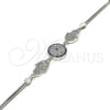 Pulsera Elegante 03.286.0029.07 Plata Rodinada, Diseño de Mano de Dios, con Micro Pave Zafiro Azul y Blanca, Pulido, Rodinado (Grosor 02 MM, 7 Pulgadas de Largo)
