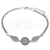 Pulsera Elegante 03.286.0029.07 Plata Rodinada, Diseño de Mano de Dios, con Micro Pave Zafiro Azul y Blanca, Pulido, Rodinado (Grosor 02 MM, 7 Pulgadas de Largo)