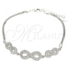 Pulsera Elegante 03.286.0032.07 Plata Rodinada, Diseño de Infinito, con Micro Pave Blanca, Pulido, Rodinado (Grosor 02 MM, 7 Pulgadas de Largo)