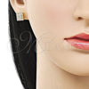 Arete Dormilona 02.344.0044 Oro Laminado, con Blanca Micro Pave, Pulido, Tono Dorado