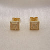 Arete Dormilona 02.344.0044 Oro Laminado, con Blanca Micro Pave, Pulido, Tono Dorado