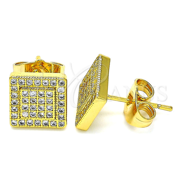 Arete Dormilona 02.344.0044 Oro Laminado, con Blanca Micro Pave, Pulido, Tono Dorado