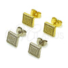 Arete Dormilona 02.344.0044 Oro Laminado, con Blanca Micro Pave, Pulido, Tono Dorado