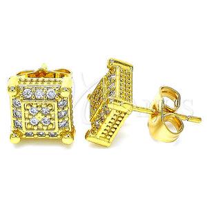 Arete Dormilona 02.344.0050 Oro Laminado, con Blanca Micro Pave, Pulido, Tono Dorado