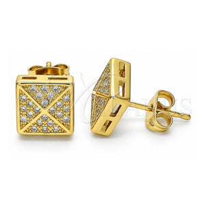 Arete Dormilona 02.342.0020 Oro Laminado, con Zirconia Cubica Blanca, Pulido, Tono Dorado