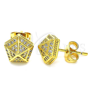 Arete Dormilona 02.342.0021 Oro Laminado, con Blanca Micro Pave, Pulido, Tono Dorado