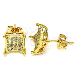 Arete Dormilona 02.342.0032 Oro Laminado, con Blanca Micro Pave, Pulido, Tono Dorado