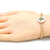 Pulsera Bolo Ajustable 03.63.2103.11 Oro Laminado, Diseño de Ancla, con Multicolor Zirconia Cubica, Pulido, Tono Dorado (01 MM Thickness, 11 Inches Length)
