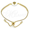 Pulsera Bolo Ajustable 03.63.2103.11 Oro Laminado, Diseño de Ancla, con Multicolor Zirconia Cubica, Pulido, Tono Dorado (01 MM Thickness, 11 Inches Length)