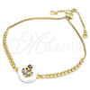 Pulsera Bolo Ajustable 03.63.2103.11 Oro Laminado, Diseño de Ancla, con Multicolor Zirconia Cubica, Pulido, Tono Dorado (01 MM Thickness, 11 Inches Length)