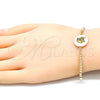 Pulsera Bolo Ajustable 03.63.2107.10 Oro Laminado, Diseño de Búho, con Multicolor Zirconia Cubica, Pulido, Tono Dorado (01 MM Thickness, 10 Inches Length)