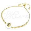 Pulsera Bolo Ajustable 03.63.2107.10 Oro Laminado, Diseño de Búho, con Multicolor Zirconia Cubica, Pulido, Tono Dorado (01 MM Thickness, 10 Inches Length)