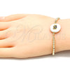 Pulsera Bolo Ajustable 03.63.2109.10 Oro Laminado, Diseño de Elefante, con Blanca Zirconia Cubica, Pulido, Tono Dorado (01 MM Thickness, 10 Inches Length)