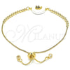 Pulsera Bolo Ajustable 03.63.2109.10 Oro Laminado, Diseño de Elefante, con Blanca Zirconia Cubica, Pulido, Tono Dorado (01 MM Thickness, 10 Inches Length)
