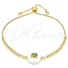 Pulsera Bolo Ajustable 03.63.2109.10 Oro Laminado, Diseño de Elefante, con Blanca Zirconia Cubica, Pulido, Tono Dorado (01 MM Thickness, 10 Inches Length)