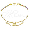 Pulsera Bolo Ajustable 03.63.2110.10 Oro Laminado, Diseño de Elefante, con Blanca and Multicolor Zirconia Cubica, Pulido, Tono Dorado (01 MM Thickness, 10 Inches Length)