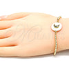 Pulsera Bolo Ajustable 03.63.2119.10 Oro Laminado, Diseño de Luna, con Multicolor Zirconia Cubica, Pulido, Tono Dorado (01 MM Thickness, 10 Inches Length)