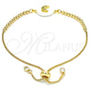 Pulsera Bolo Ajustable 03.63.2119.10 Oro Laminado, Diseño de Luna, con Multicolor Zirconia Cubica, Pulido, Tono Dorado (01 MM Thickness, 10 Inches Length)