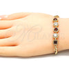 Pulsera Elegante 03.63.2124.07 Oro Laminado, con Granate and Blanca Zirconia Cubica, Pulido, Tono Dorado (04 MM Thickness, 7 Inches Length)